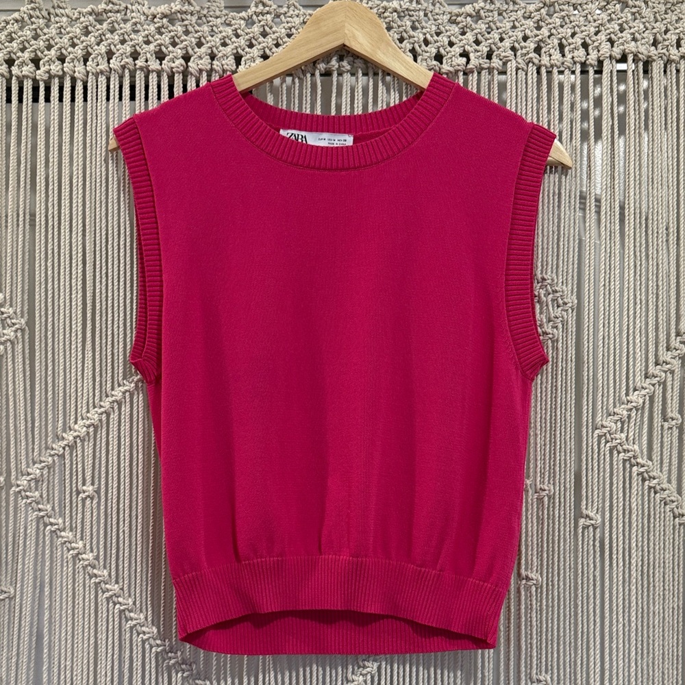 Zara Hot Pink Sleeveless Knit Sweater Vest